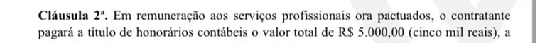 Cláusula contratual R$5.000